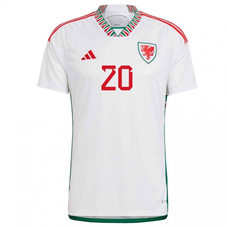 Dames Welsh Daniel James #20 Wit Uitshirt Uittenue 22-24 T-shirt België