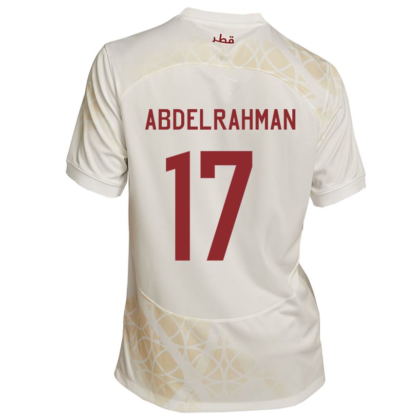 Damen Katarische Abdelrahman Fahmi Moustafa #17 Goldbeige Auswärtstrikot Trikot 22-24 T-shirt Belgien