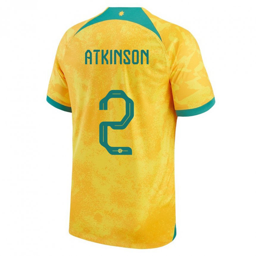 Enfant Maillot Australie Nathaniel Atkinson #2 Doré Tenues Domicile 22-24 T-shirt Belgique