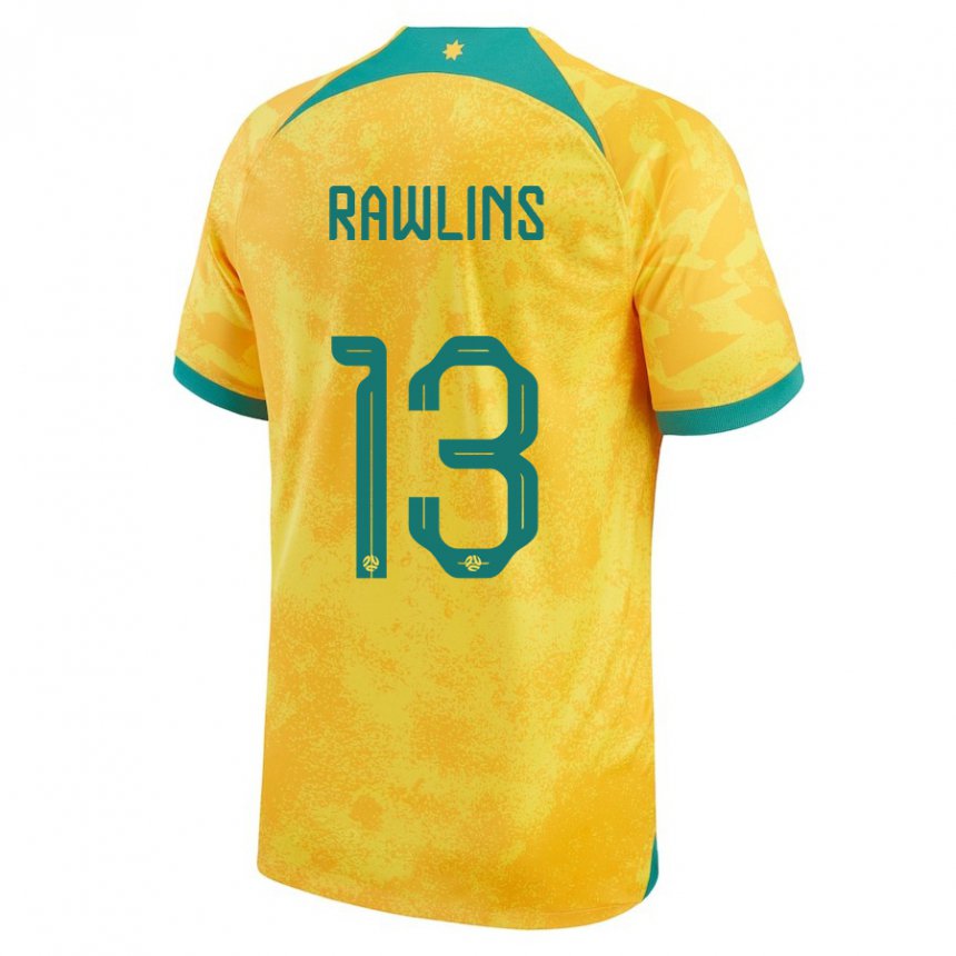 Enfant Maillot Australie Joshua Rawlins #13 Doré Tenues Domicile 22-24 T-shirt Belgique