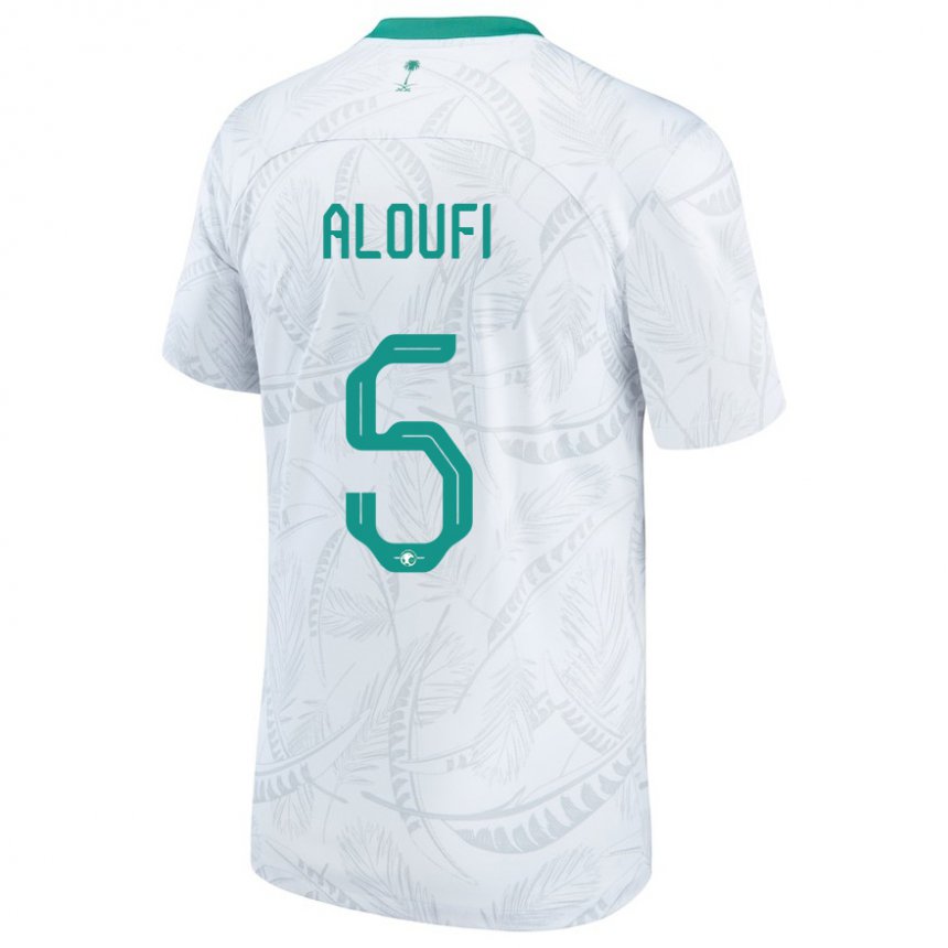 Kinder Saudi-arabische Mohammed Aloufi #5 Weiß Heimtrikot Trikot 22-24 T-shirt Belgien