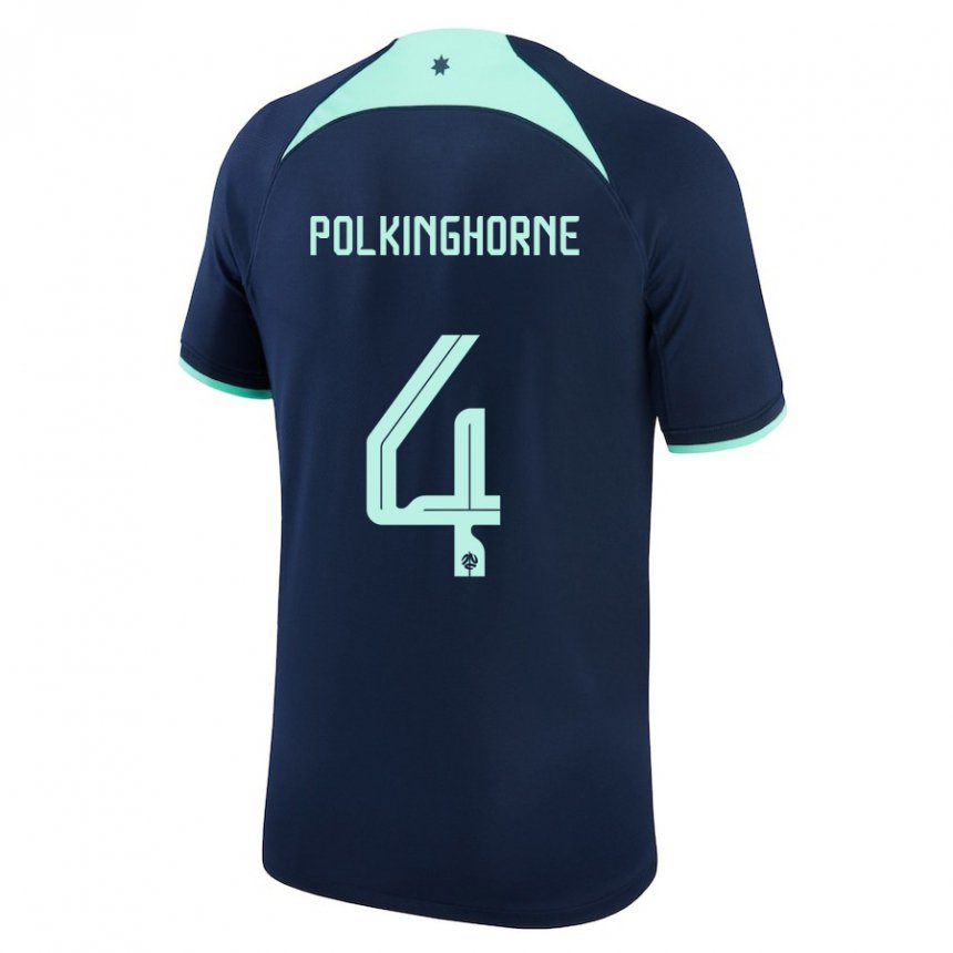 Enfant Maillot Australie Clare Polkinghorne #4 Bleu Foncé Tenues Extérieur 22-24 T-shirt Belgique