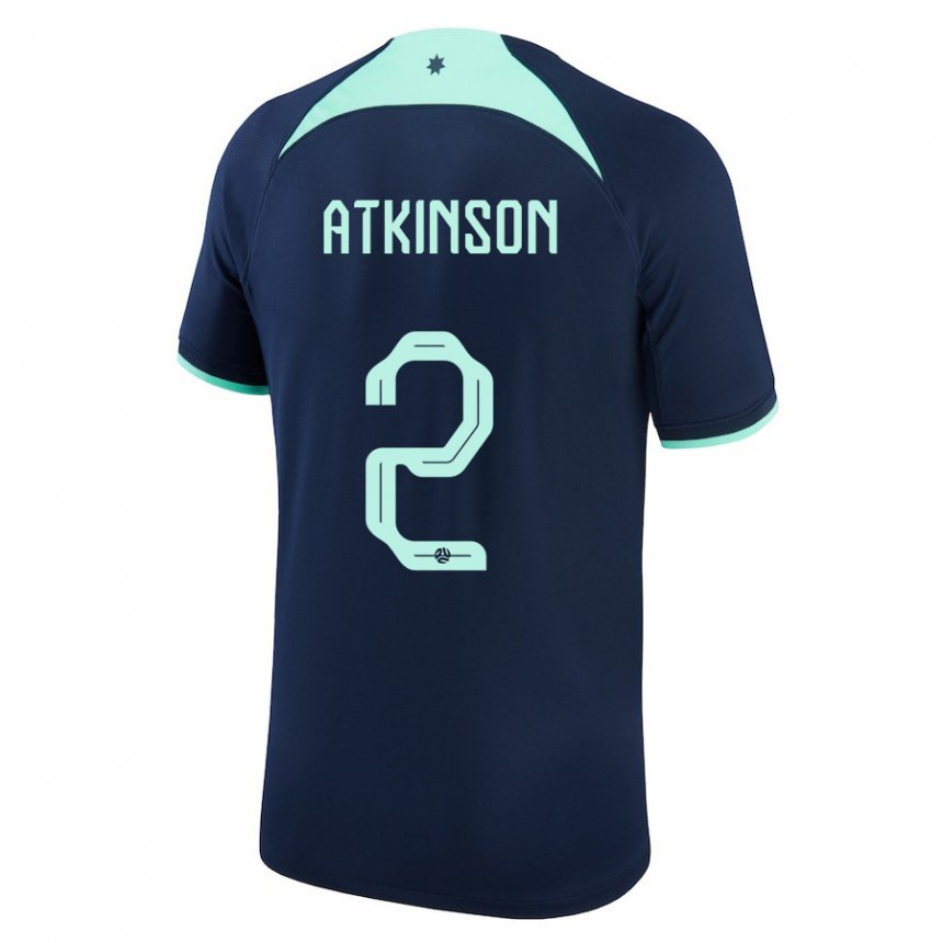 Enfant Maillot Australie Nathaniel Atkinson #2 Bleu Foncé Tenues Extérieur 22-24 T-shirt Belgique