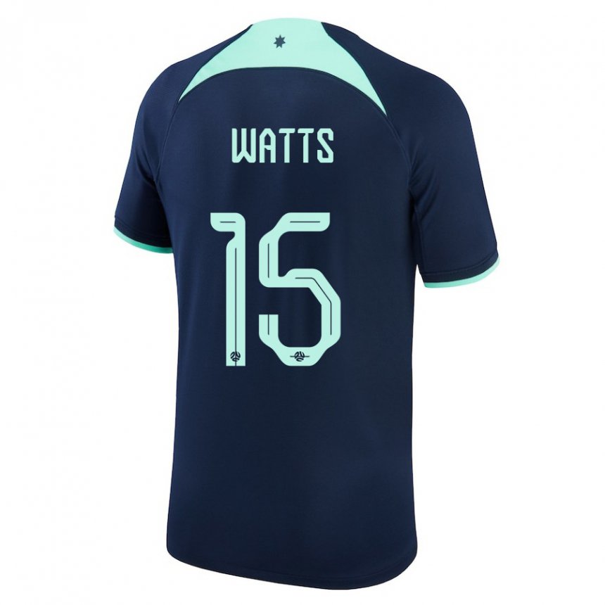 Enfant Maillot Australie Caleb Watts #15 Bleu Foncé Tenues Extérieur 22-24 T-shirt Belgique