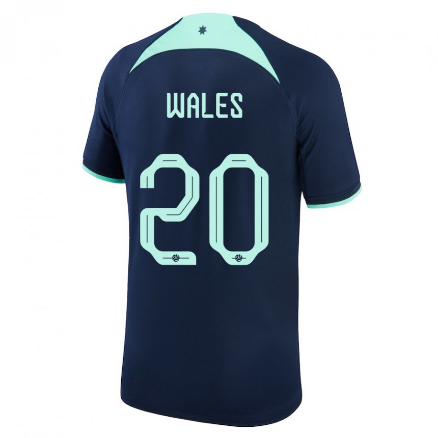 Enfant Maillot Australie Lachlan Wales #20 Bleu Foncé Tenues Extérieur 22-24 T-shirt Belgique