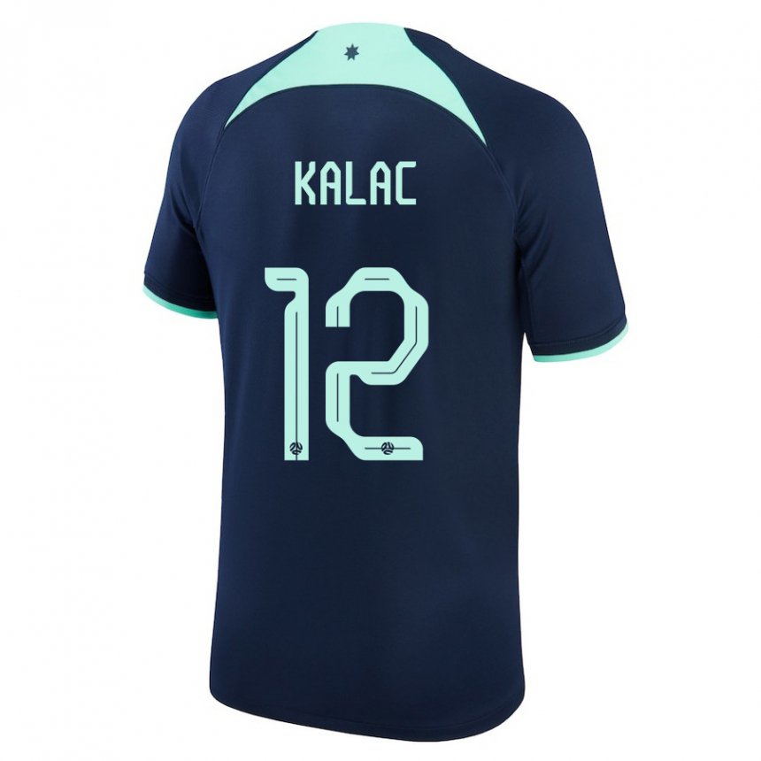 Enfant Maillot Australie Oliver Kalac #12 Bleu Foncé Tenues Extérieur 22-24 T-shirt Belgique