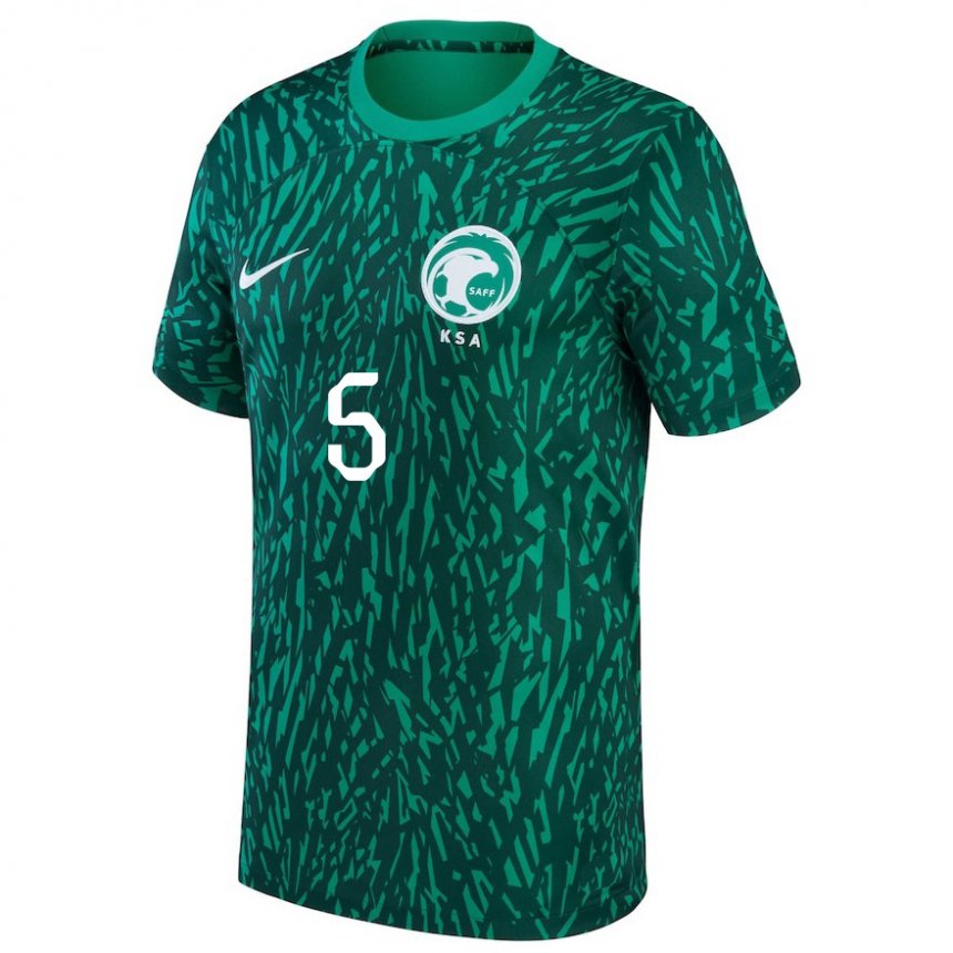 Kinder Saudi-arabische Mohammed Aldosari #5 Dunkelgrün Auswärtstrikot Trikot 22-24 T-shirt Belgien