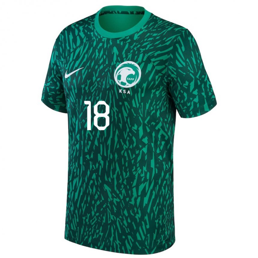 Kinder Saudi-arabische Musab Aljuwayr #18 Dunkelgrün Auswärtstrikot Trikot 22-24 T-shirt Belgien