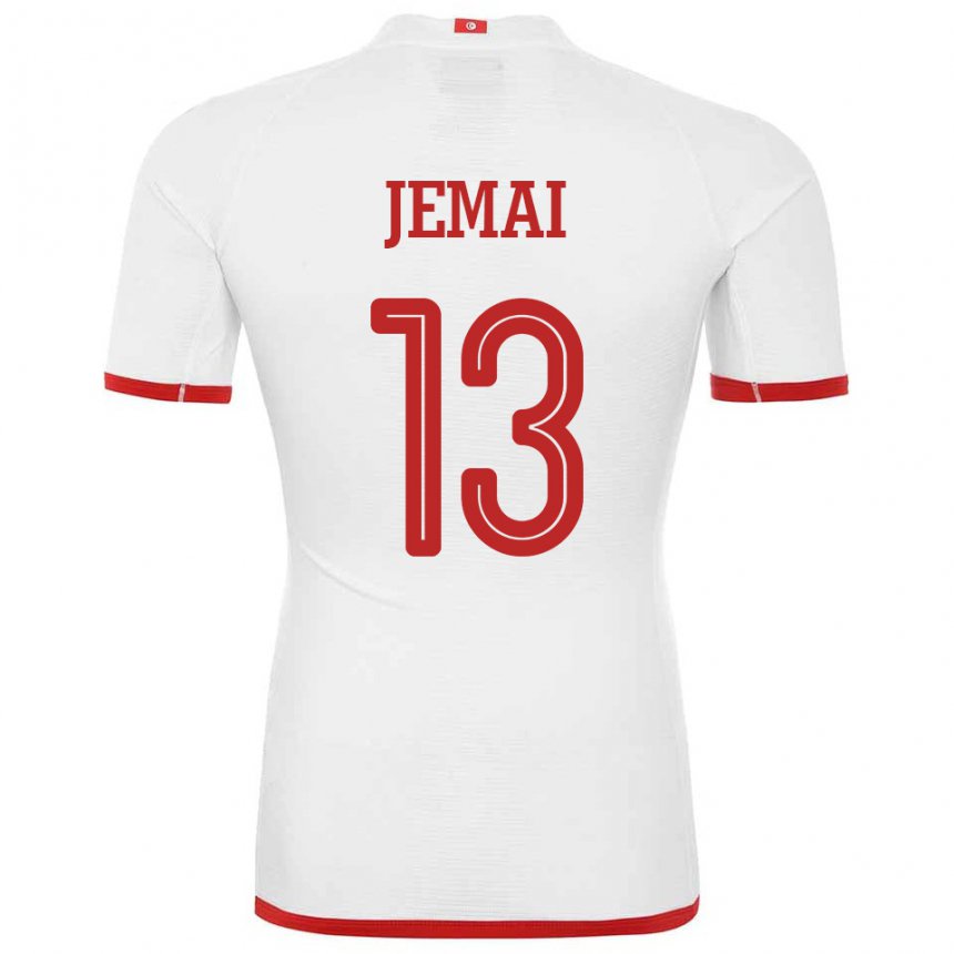 Enfant Maillot Tunisie Yasmine Jemai #13 Blanc Tenues Extérieur 22-24 T-shirt Belgique