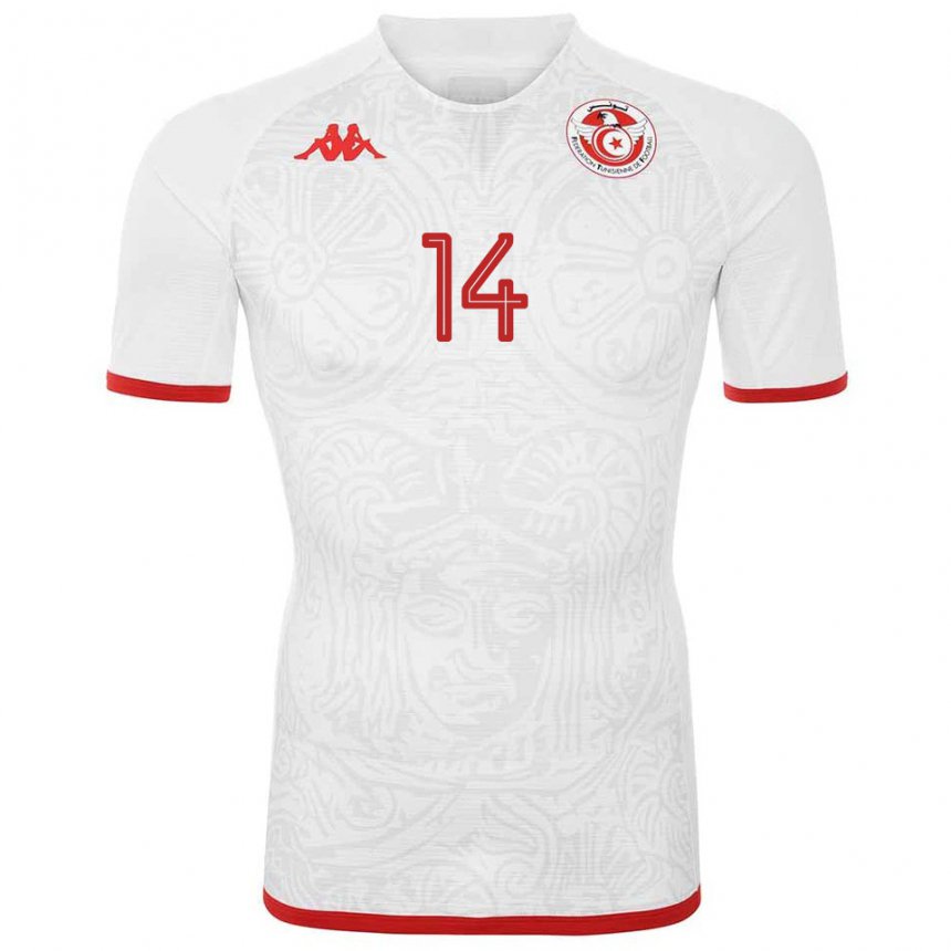 Enfant Maillot Tunisie Salah Barhoumi #14 Blanc Tenues Extérieur 22-24 T-shirt Belgique