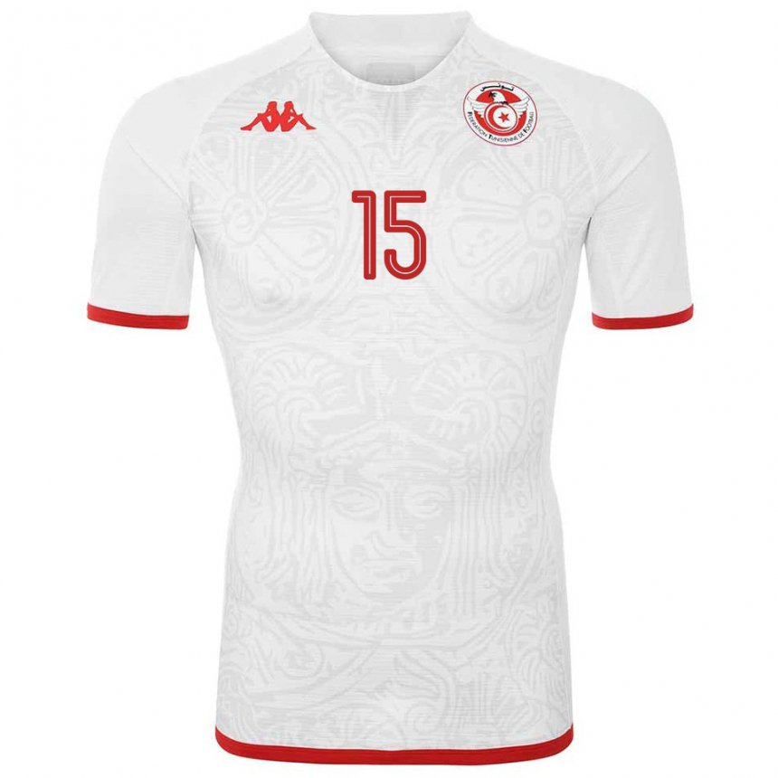 Enfant Maillot Tunisie Makolm Hmidi #15 Blanc Tenues Extérieur 22-24 T-shirt Belgique