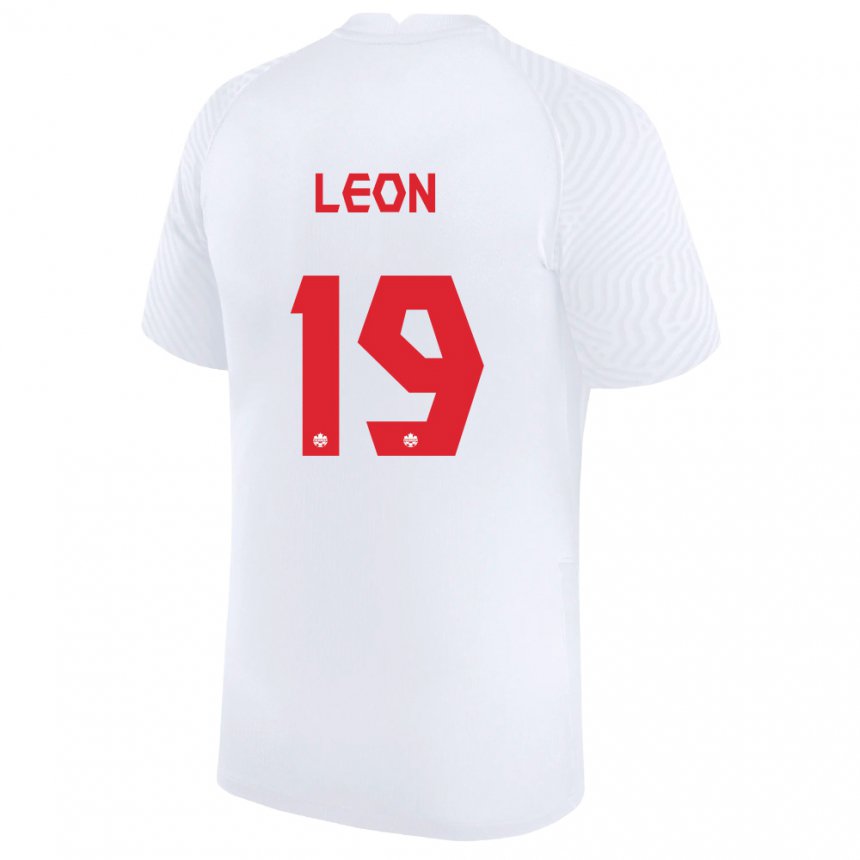 Enfant Maillot Canada Adriana Leon #19 Blanc Tenues Extérieur 22-24 T-shirt Belgique