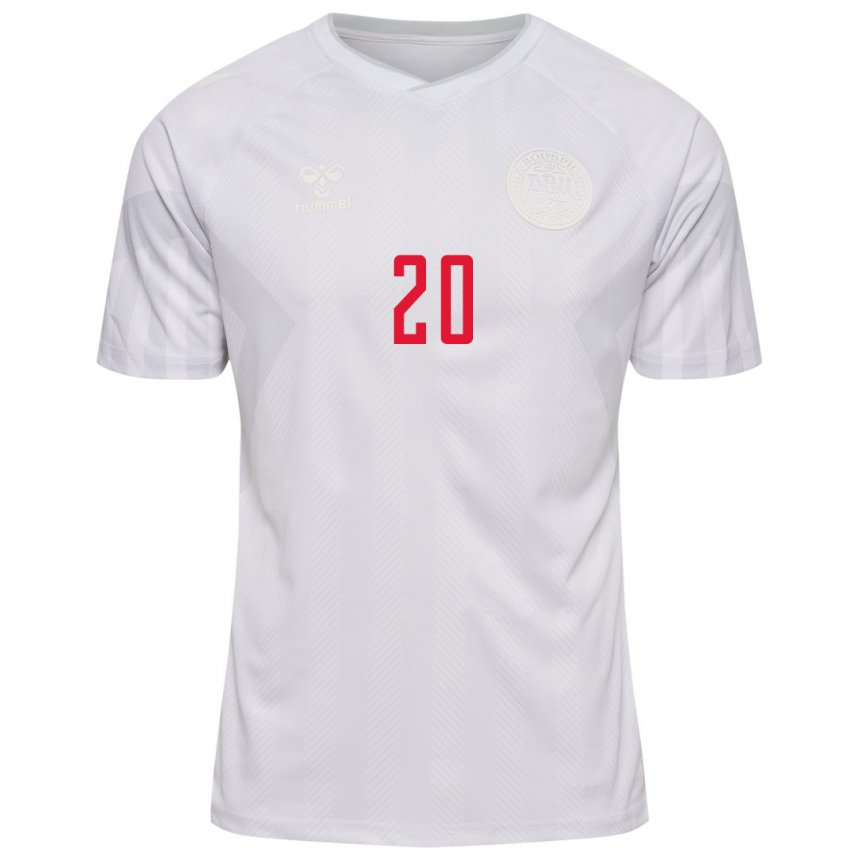 Enfant Maillot Danemark Gustav Christensen #20 Blanc Tenues Extérieur 22-24 T-shirt Belgique