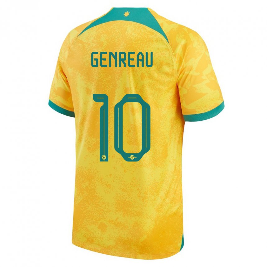 Heren Australisch Denis Genreau #10 Gouden Thuisshirt Thuistenue 22-24 T-shirt België