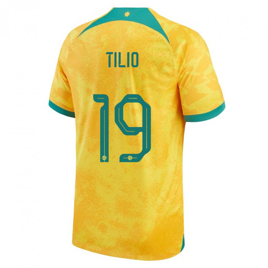 Heren Australisch Marco Tilio #19 Gouden Thuisshirt Thuistenue 22-24 T-shirt België