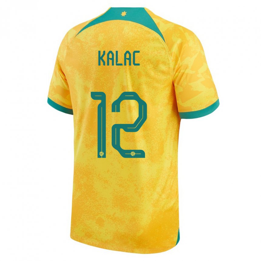 Heren Australisch Oliver Kalac #12 Gouden Thuisshirt Thuistenue 22-24 T-shirt België