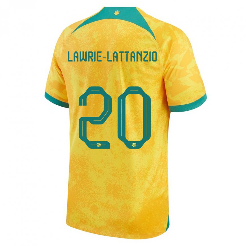 Heren Australisch Luis Lawrie Lattanzio #20 Gouden Thuisshirt Thuistenue 22-24 T-shirt België