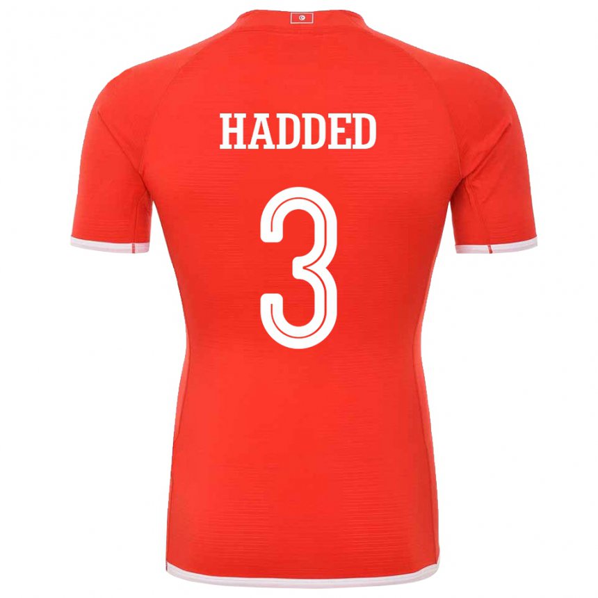 Homme Maillot Tunisie Rayen Hadded #3 Rouge Tenues Domicile 22-24 T-shirt Belgique
