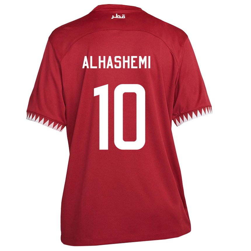 Homme Maillot Qatar Suaad Alhashemi #10 Bordeaux Tenues Domicile 22-24 T-shirt Belgique