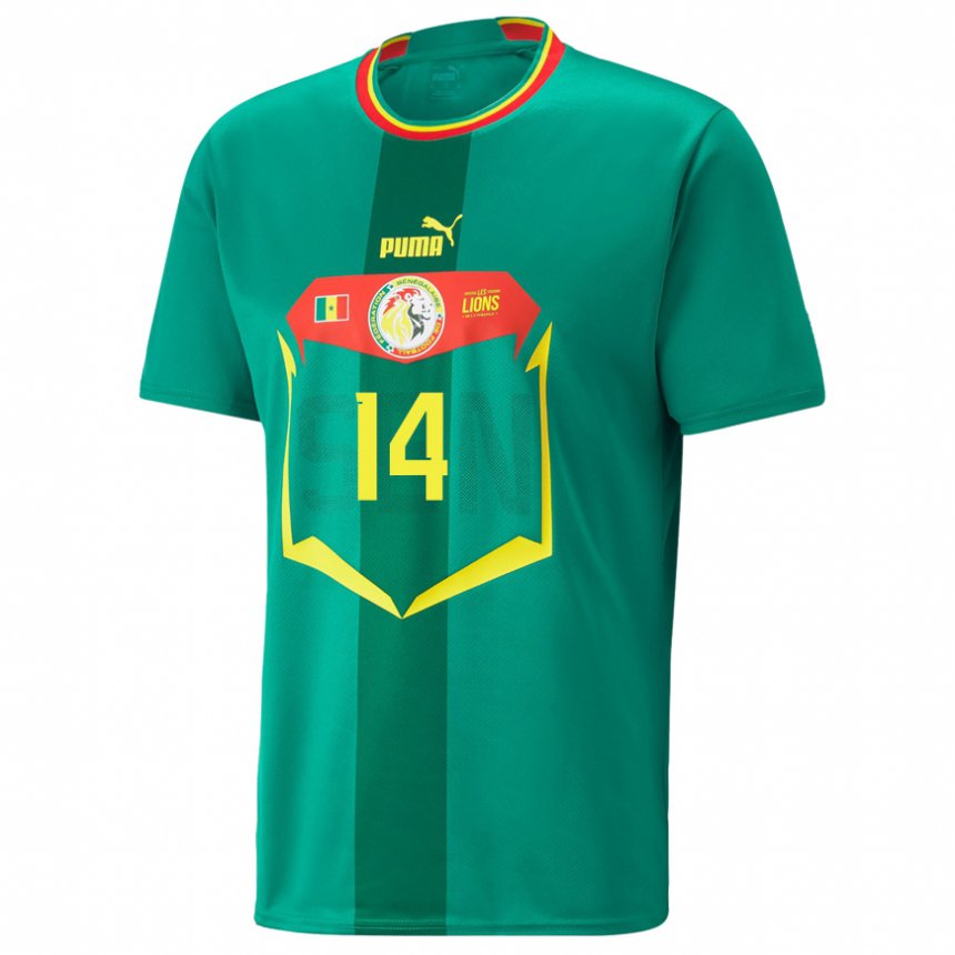 Homme Maillot Sénégal Salimata Ndiaye #14 Vert Tenues Extérieur 22-24 T-shirt Belgique