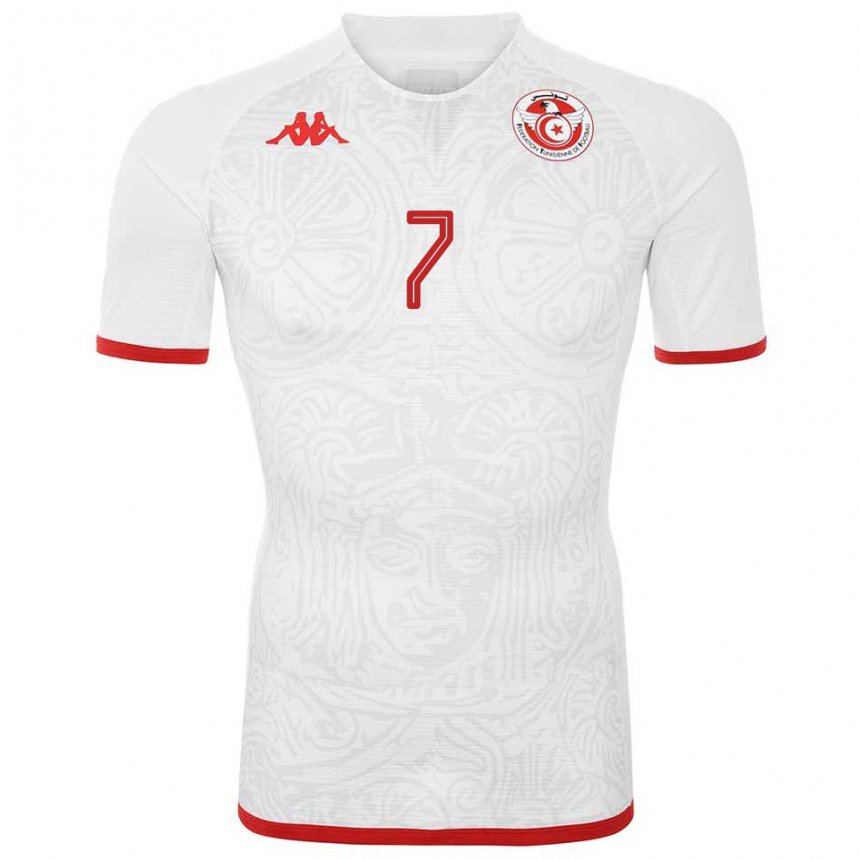 Herren Tunesische Ella Kaabachi #7 Weiß Auswärtstrikot Trikot 22-24 T-shirt Belgien