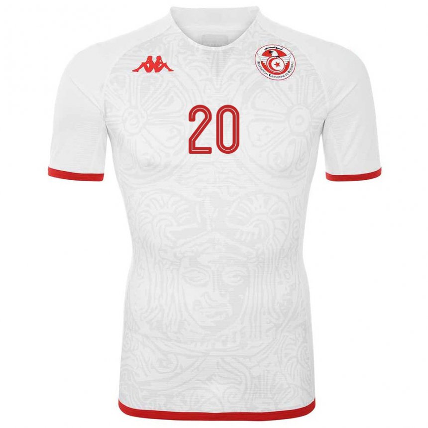 Homme Maillot Tunisie Leila Maknoun #20 Blanc Tenues Extérieur 22-24 T-shirt Belgique