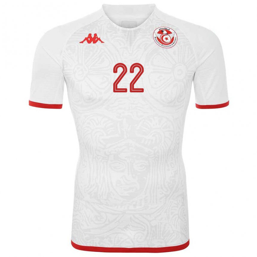 Homme Maillot Tunisie Najla Harrathi #22 Blanc Tenues Extérieur 22-24 T-shirt Belgique