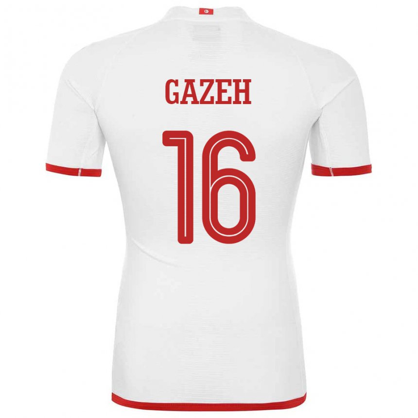 Homme Maillot Tunisie Raed Gazeh #16 Blanc Tenues Extérieur 22-24 T-shirt Belgique