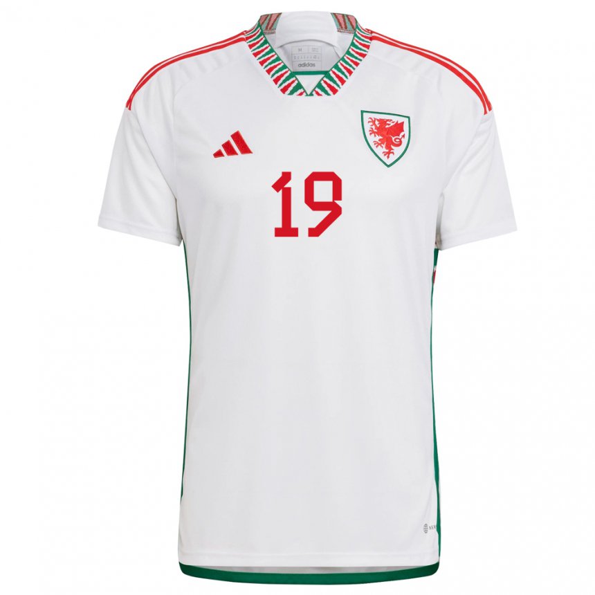 Heren Welsh Morgan Wigley #19 Wit Uitshirt Uittenue 22-24 T-shirt België