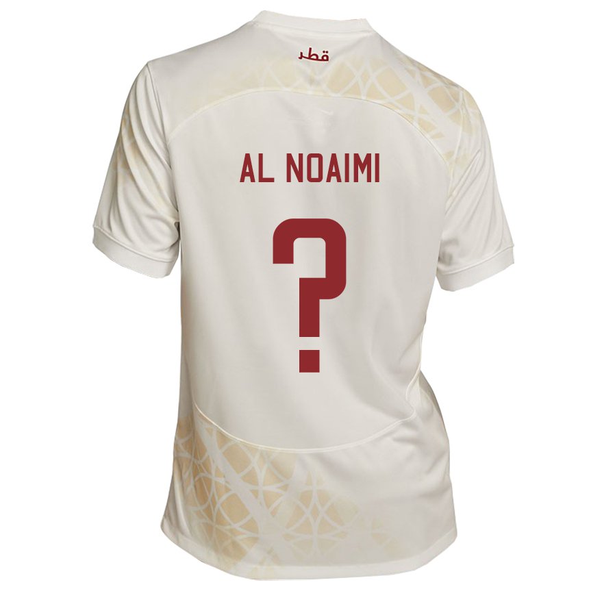 Homme Maillot Qatar Mohammad Al Noaimi #0 Beige Doré Tenues Extérieur 22-24 T-shirt Belgique