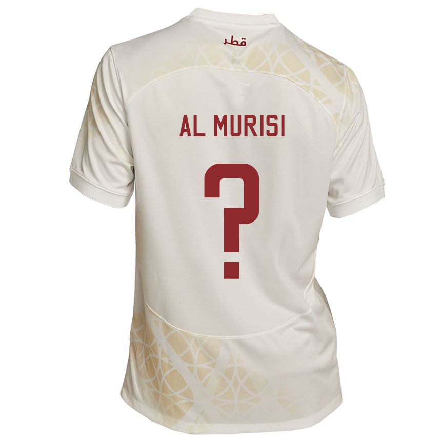 Homme Maillot Qatar Abdallah Al Murisi #0 Beige Doré Tenues Extérieur 22-24 T-shirt Belgique