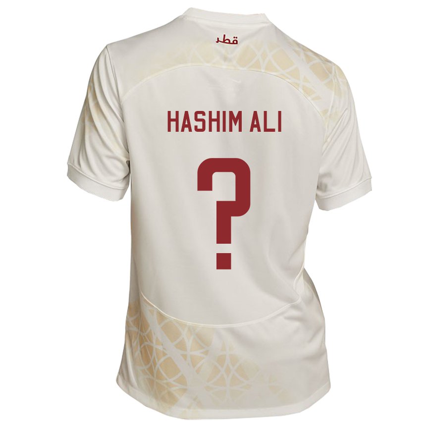 Homme Maillot Qatar Hashim Ali #0 Beige Doré Tenues Extérieur 22-24 T-shirt Belgique