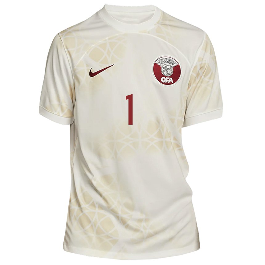 Heren Qatarees Latifa Alabbdulla #1 Goud Beige Uitshirt Uittenue 22-24 T-shirt België