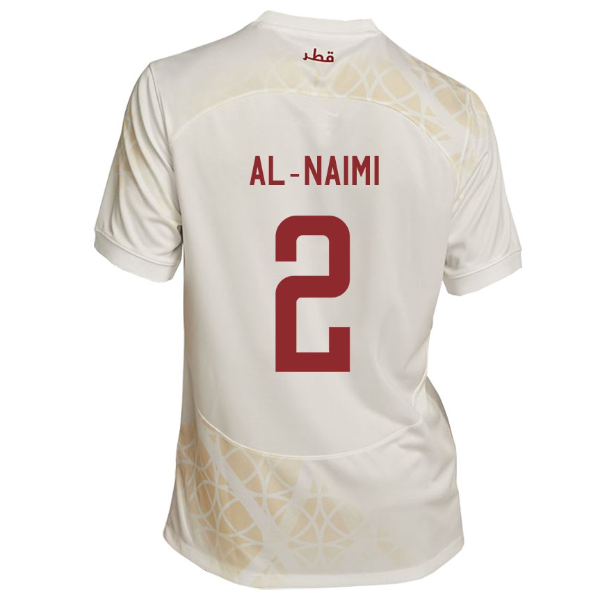 Homme Maillot Qatar Amna Al Naimi #2 Beige Doré Tenues Extérieur 22-24 T-shirt Belgique