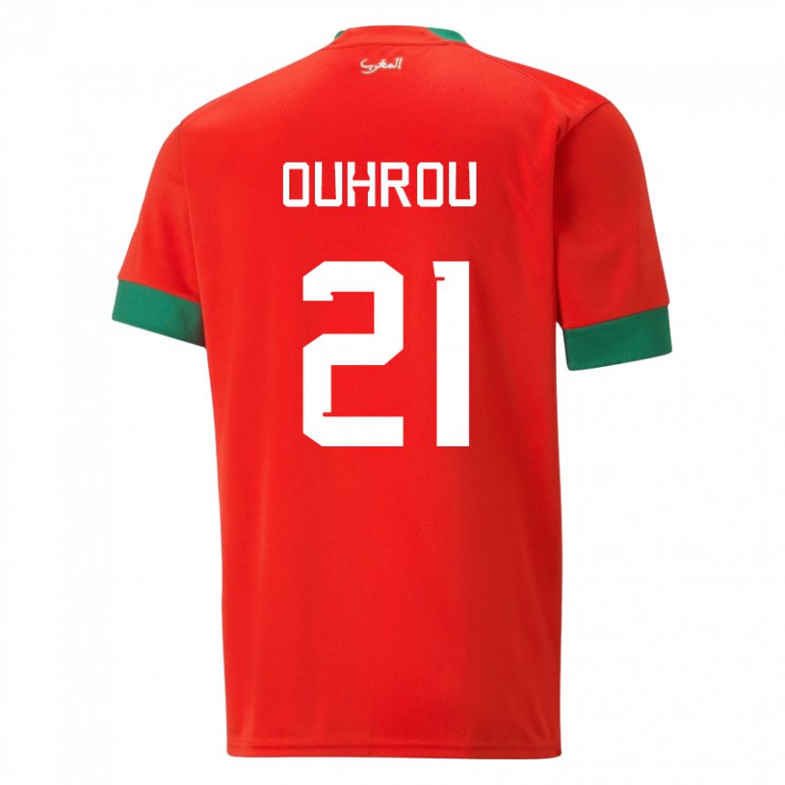 Dames Marokkaans Marouane Ouhrou #21 Rood Thuisshirt Thuistenue 22-24 T-shirt België