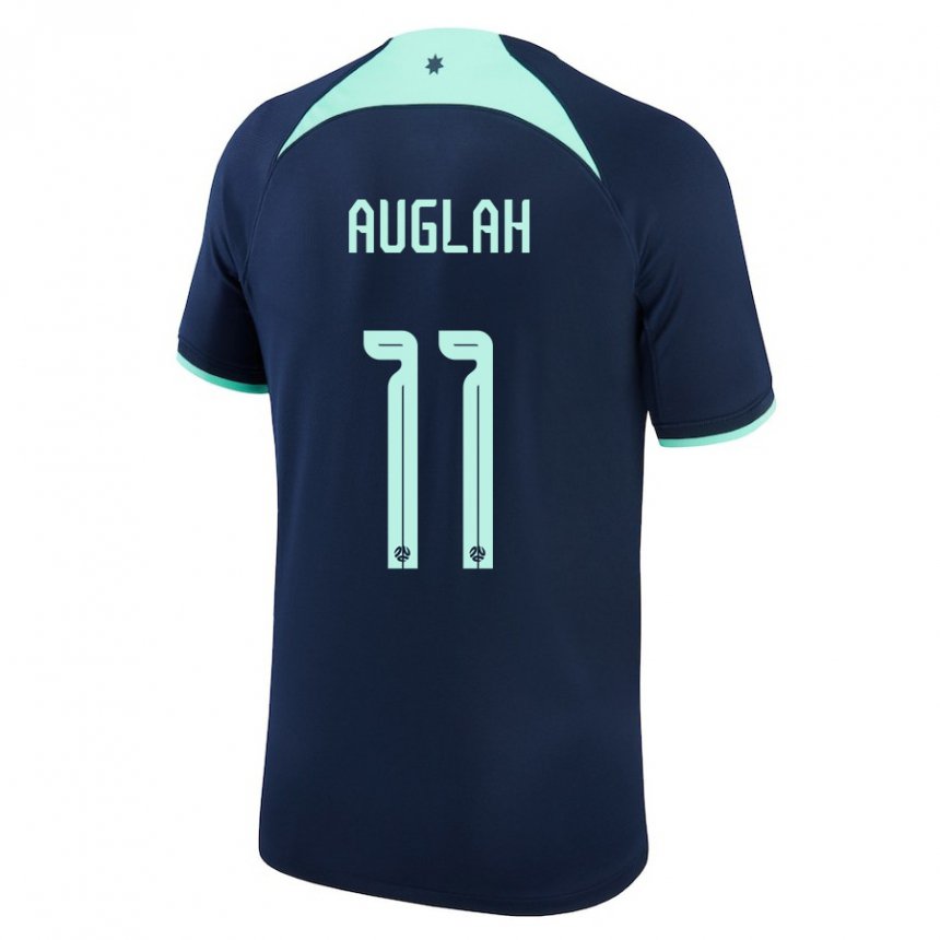 Femme Maillot Australie Ali Auglah #11 Bleu Foncé Tenues Extérieur 22-24 T-shirt Belgique