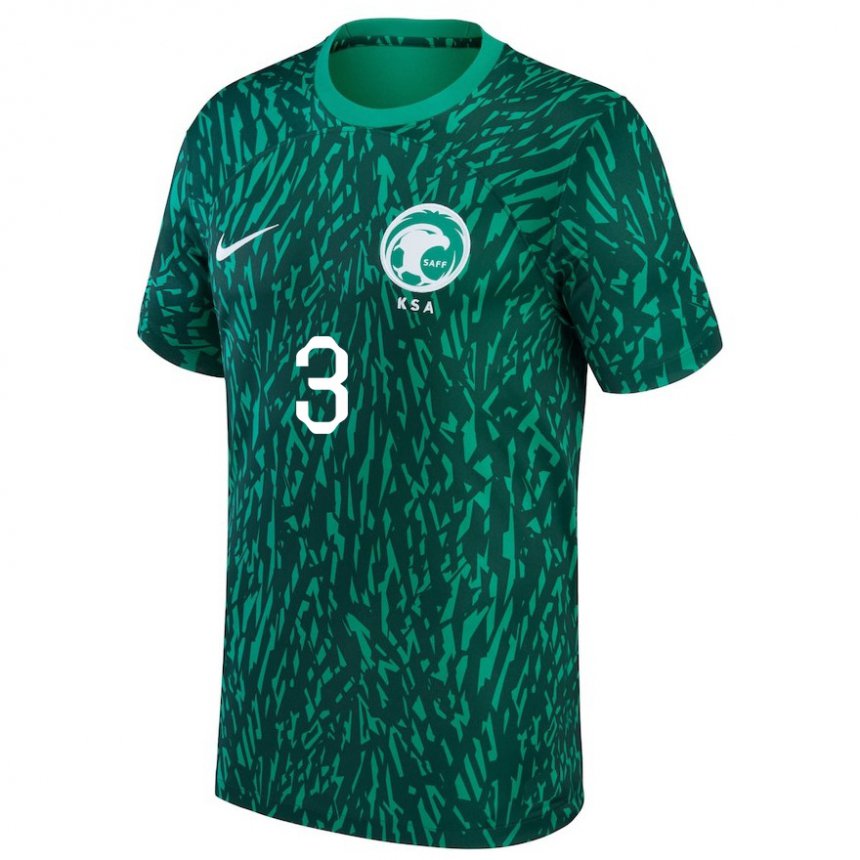 Femme Maillot Arabie Saoudite Raed Ozaybi #3 Vert Foncé Tenues Extérieur 22-24 T-shirt Belgique