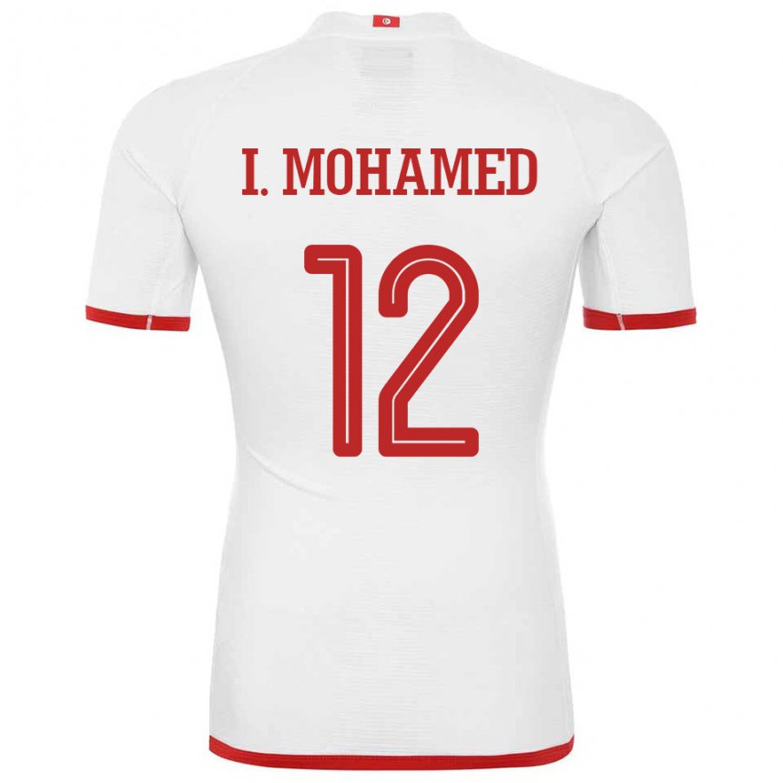 Femme Maillot Tunisie Ibtissem Ben Mohamed #12 Blanc Tenues Extérieur 22-24 T-shirt Belgique