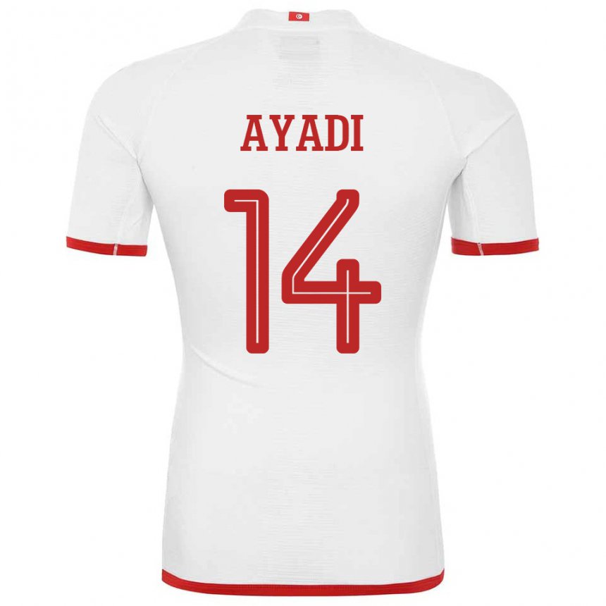Femme Maillot Tunisie Ghada Ayadi #14 Blanc Tenues Extérieur 22-24 T-shirt Belgique