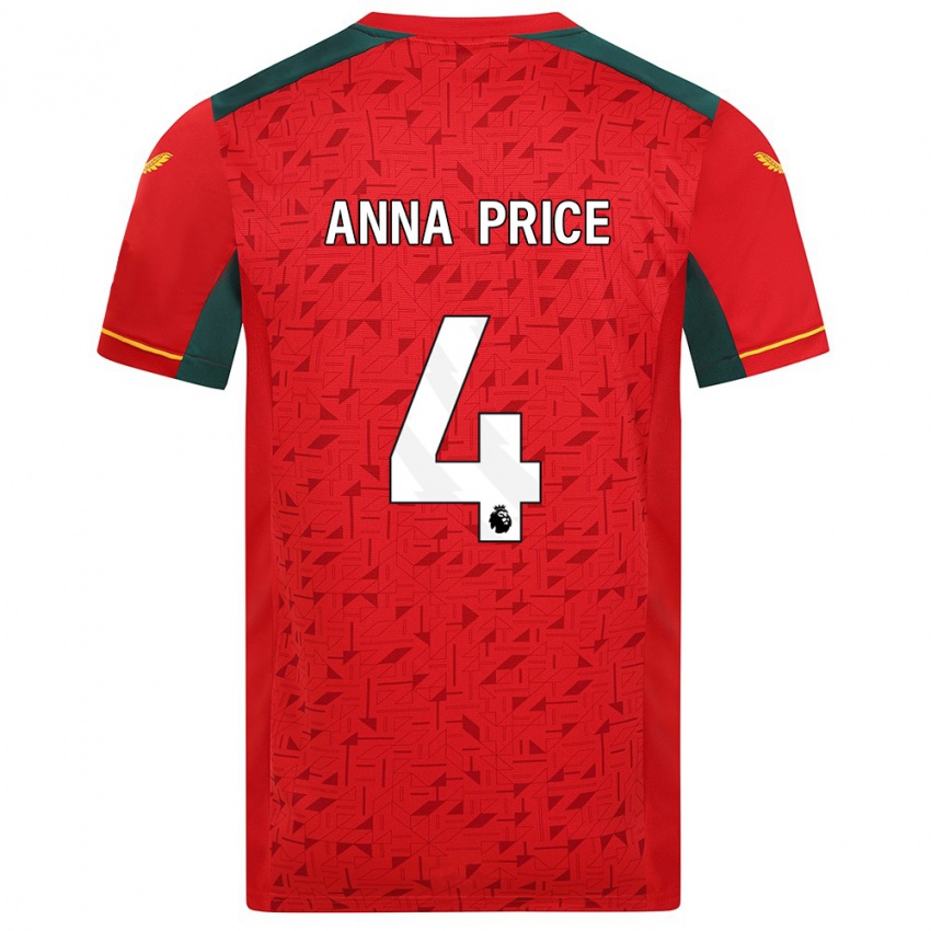Kinderen Anna Price #4 Rood Uitshirt Uittenue 2023/24 T-Shirt België