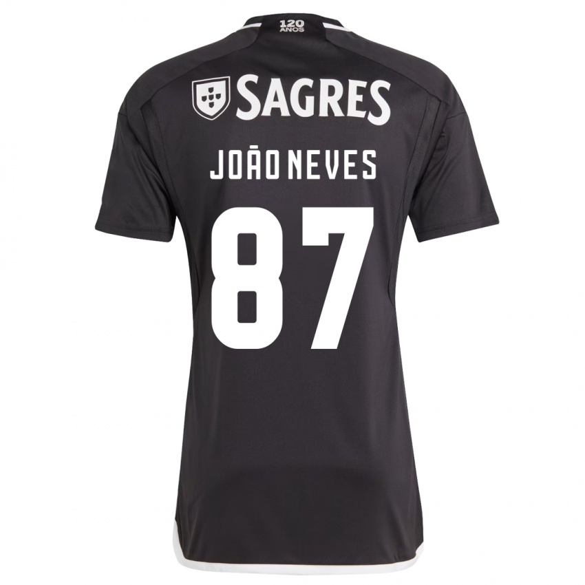 Kinderen João Neves #87 Zwart Uitshirt Uittenue 2023/24 T-Shirt België