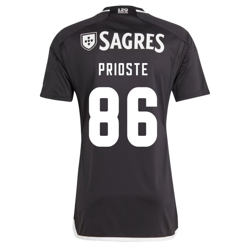 Kinderen Diogo Prioste #86 Zwart Uitshirt Uittenue 2023/24 T-Shirt België