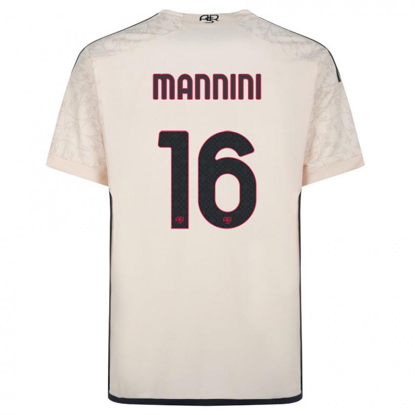 Heren Mattia Mannini #16 Gebroken Wit Uitshirt Uittenue 2023/24 T-Shirt België
