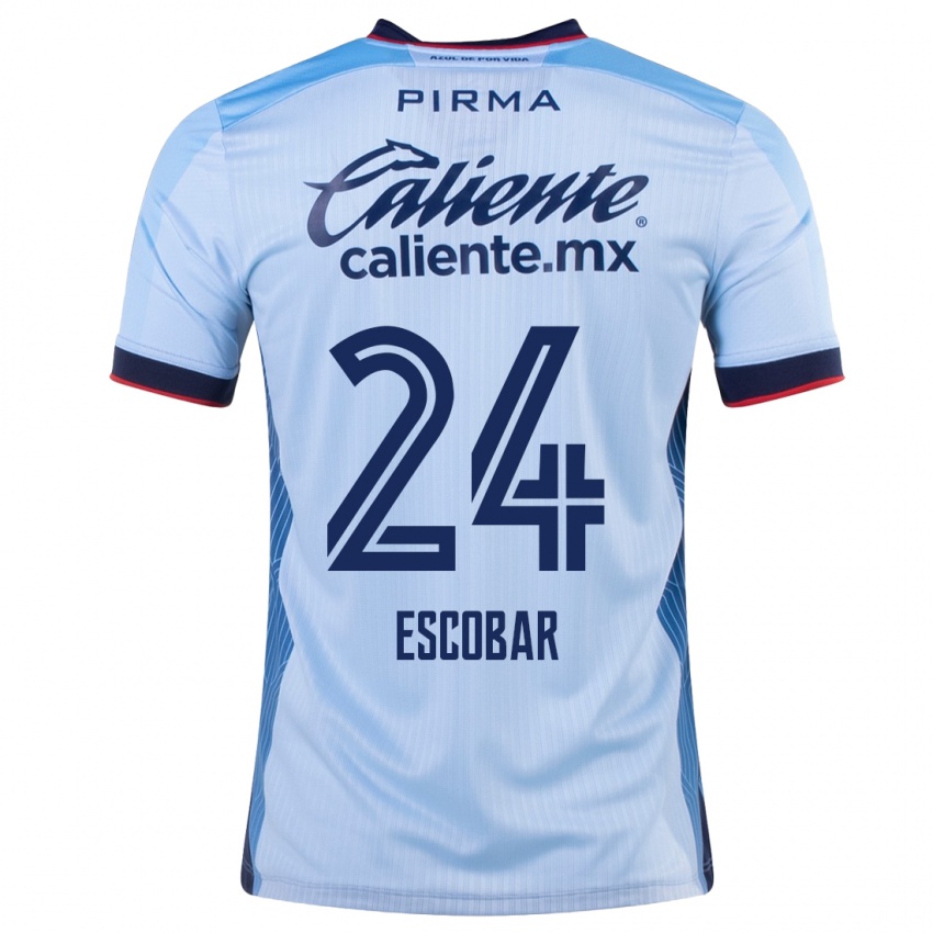 Femme Maillot Juan Escobar #24 Bleu Ciel Tenues Extérieur 2023/24 T-Shirt Belgique