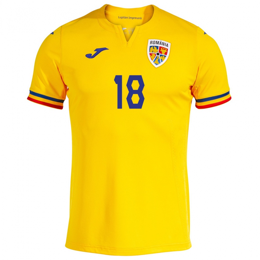 Enfant Maillot Roumanie Răzvan Marin #18 Jaune Tenues Domicile 24-26 T-Shirt Belgique