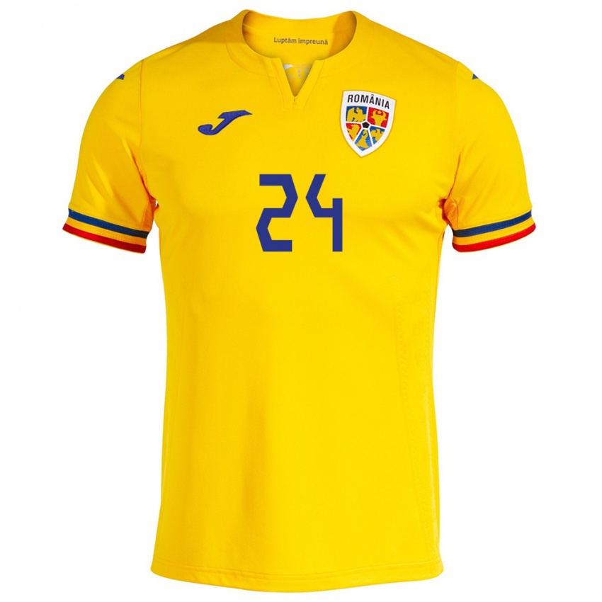 Enfant Maillot Roumanie Mădălina Tătar #24 Jaune Tenues Domicile 24-26 T-Shirt Belgique