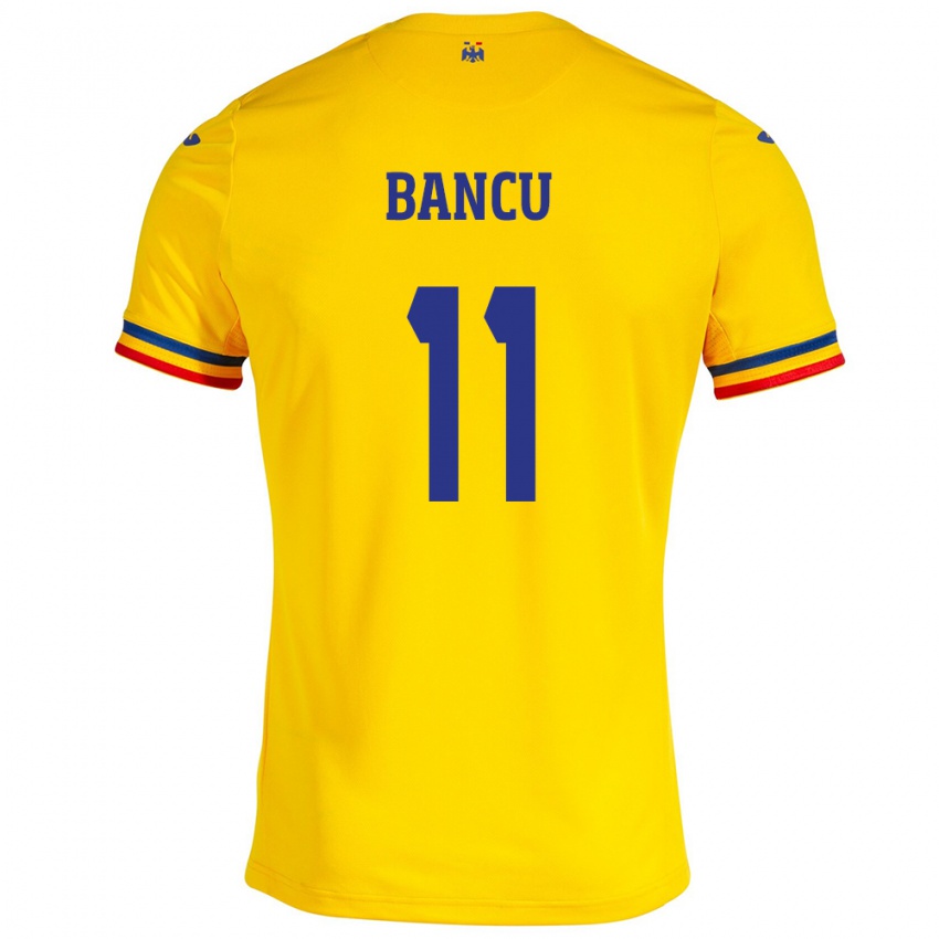 Enfant Maillot Roumanie Nicuşor Bancu #11 Jaune Tenues Domicile 24-26 T-Shirt Belgique