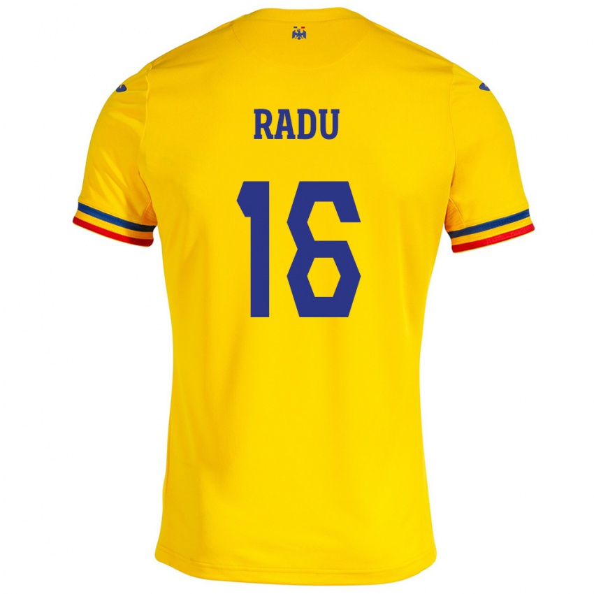 Enfant Maillot Roumanie Andrei Radu #16 Jaune Tenues Domicile 24-26 T-Shirt Belgique