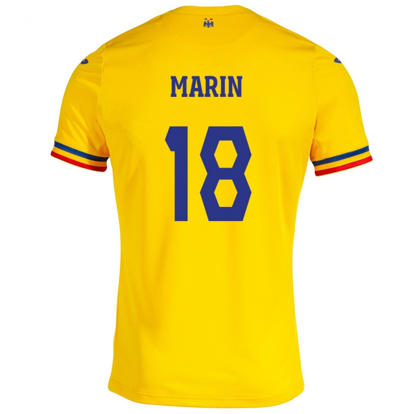 Enfant Maillot Roumanie Răzvan Marin #18 Jaune Tenues Domicile 24-26 T-Shirt Belgique