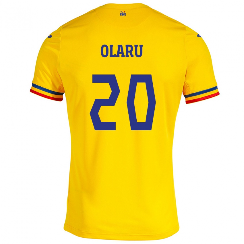 Enfant Maillot Roumanie Darius Olaru #20 Jaune Tenues Domicile 24-26 T-Shirt Belgique